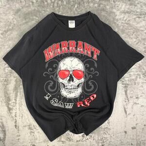 Vintage Warrant I Saw Red Black Skull Big Print Metal Music Graphic Band Tee L